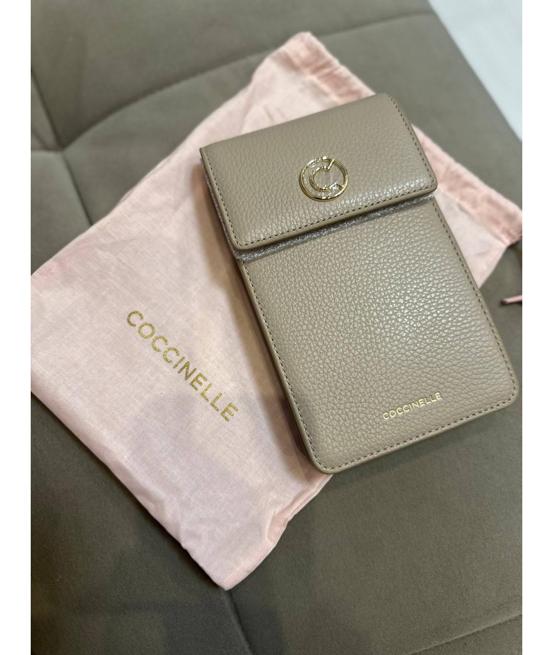 COCCINELLE Бежевая кожаная сумка через плечо, фото 6