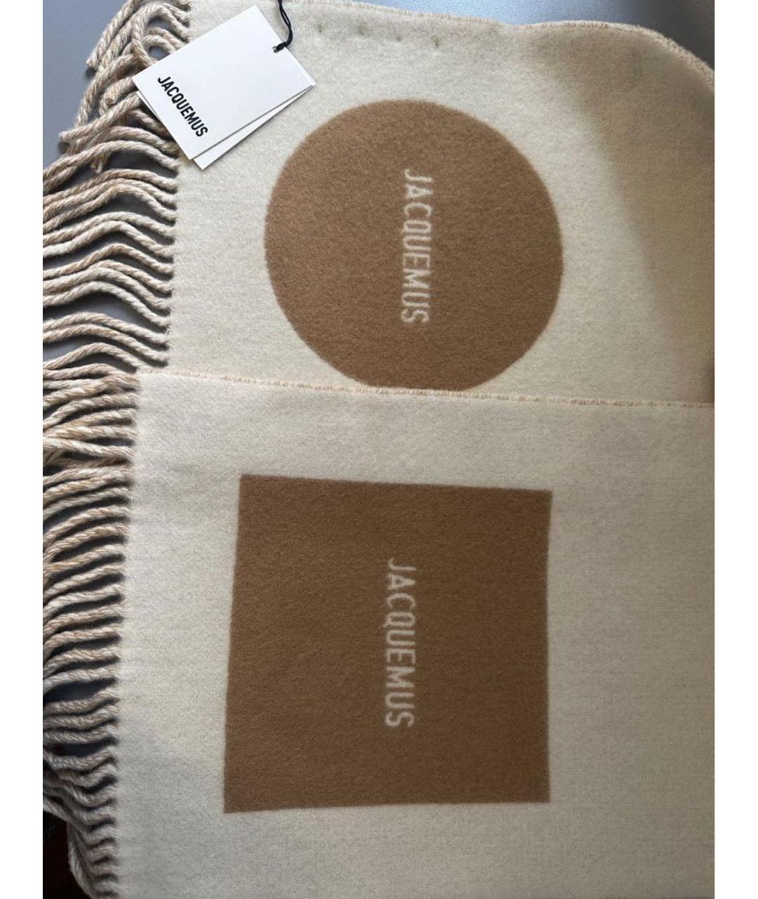 JACQUEMUS Бежевый шерстяной шарф, фото 3