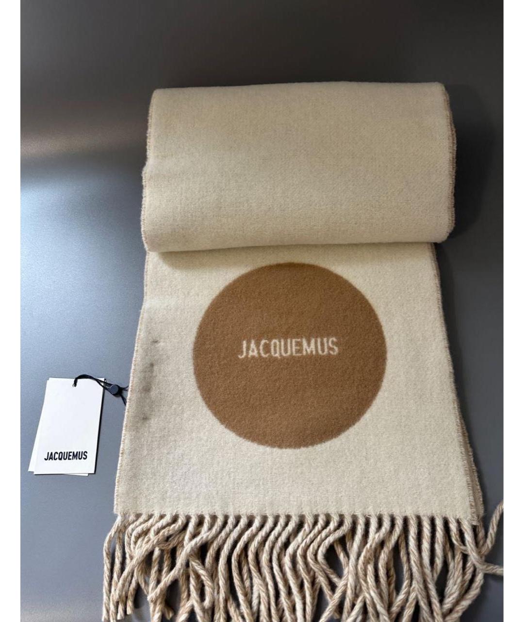 JACQUEMUS Бежевый шерстяной шарф, фото 5