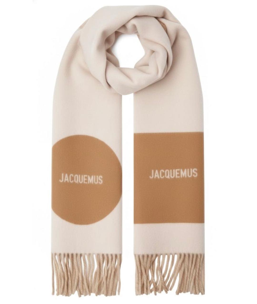 JACQUEMUS Бежевый шерстяной шарф, фото 9