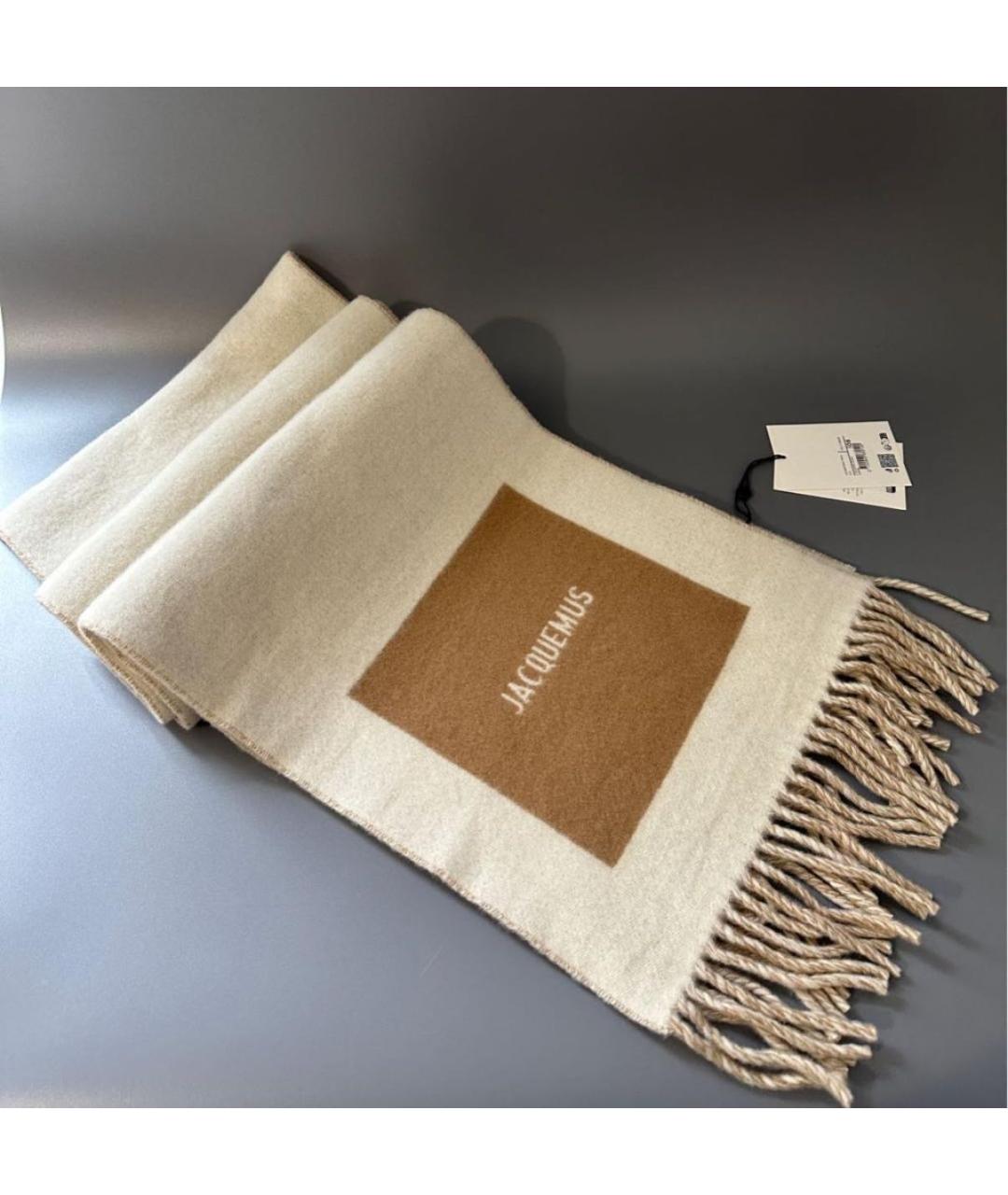 JACQUEMUS Бежевый шерстяной шарф, фото 8