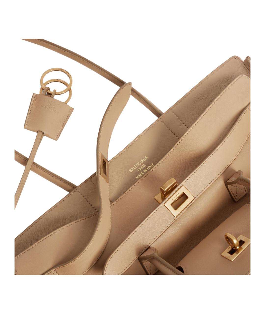 BALENCIAGA Бежевая кожаная сумка через плечо, фото 5