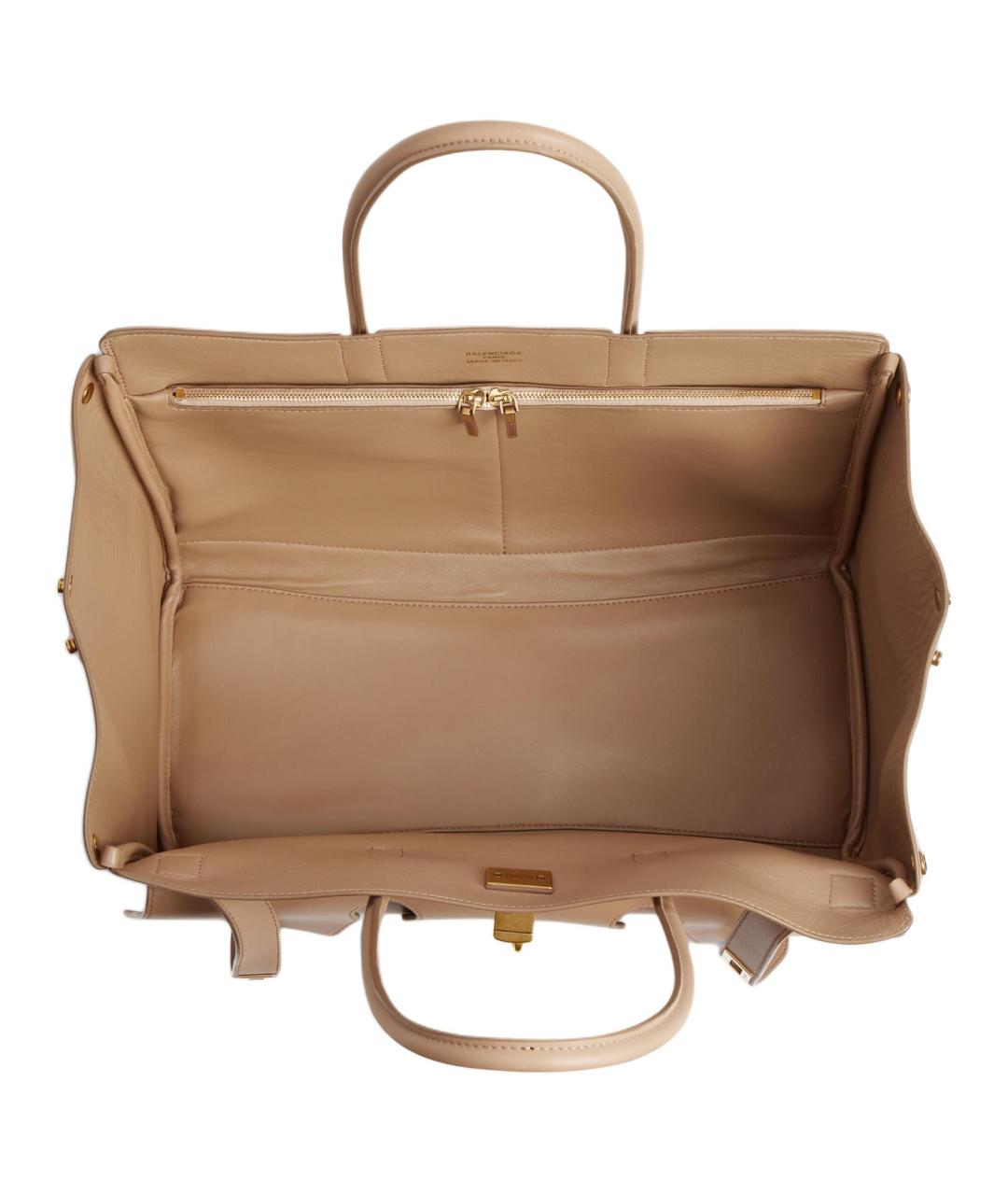 BALENCIAGA Бежевая кожаная сумка через плечо, фото 4