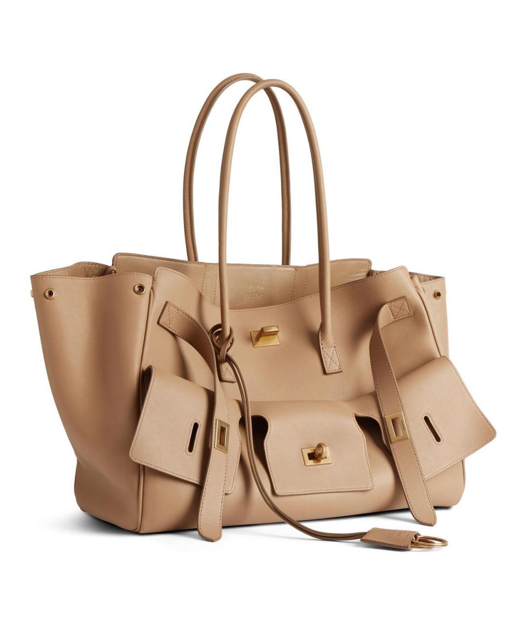 BALENCIAGA Бежевая кожаная сумка через плечо, фото 2