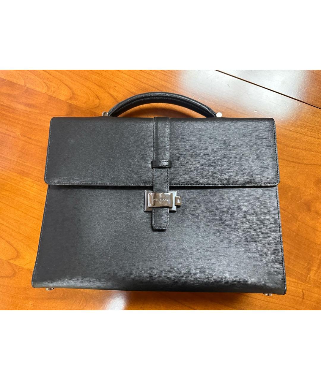 MONTBLANC Черный кожаный портфель, фото 9