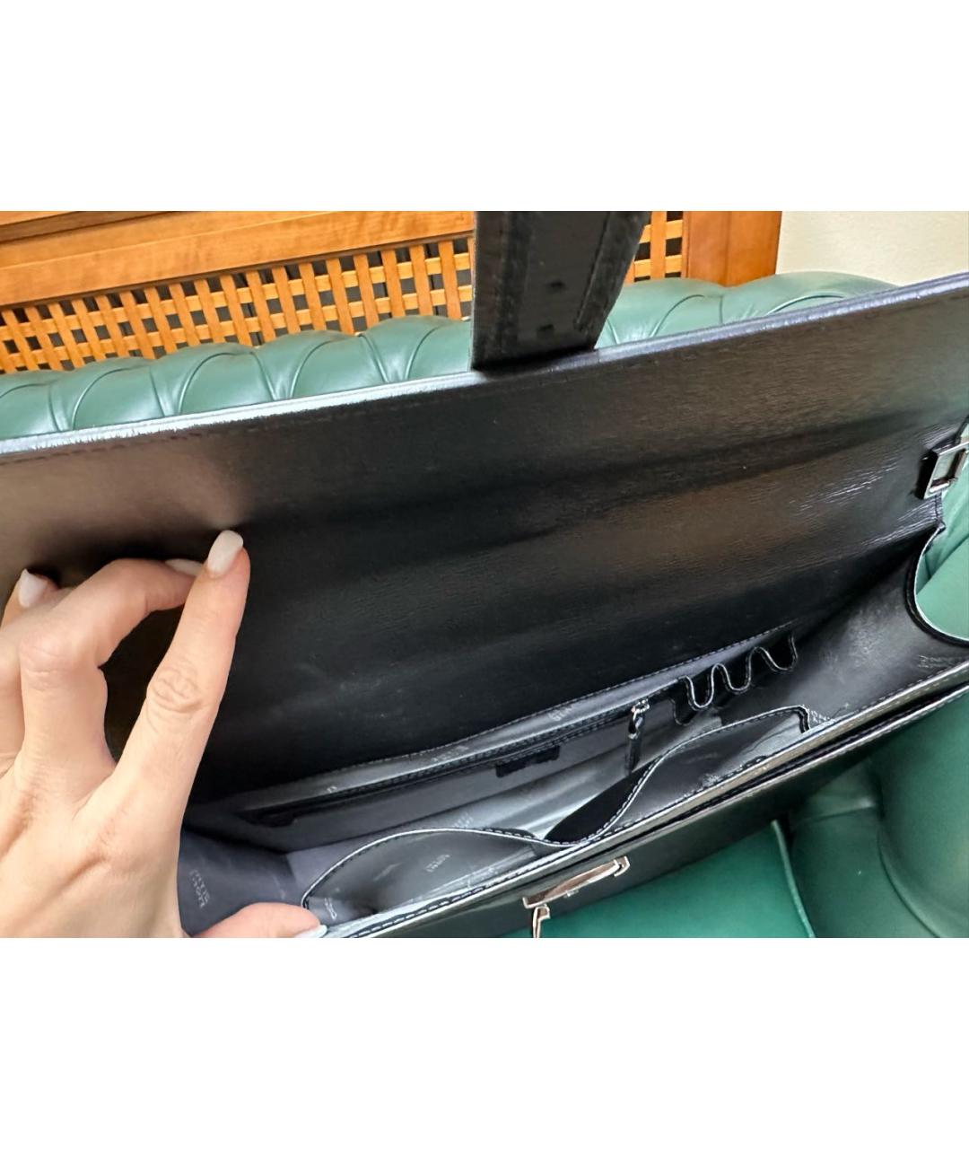 MONTBLANC Черный кожаный портфель, фото 3