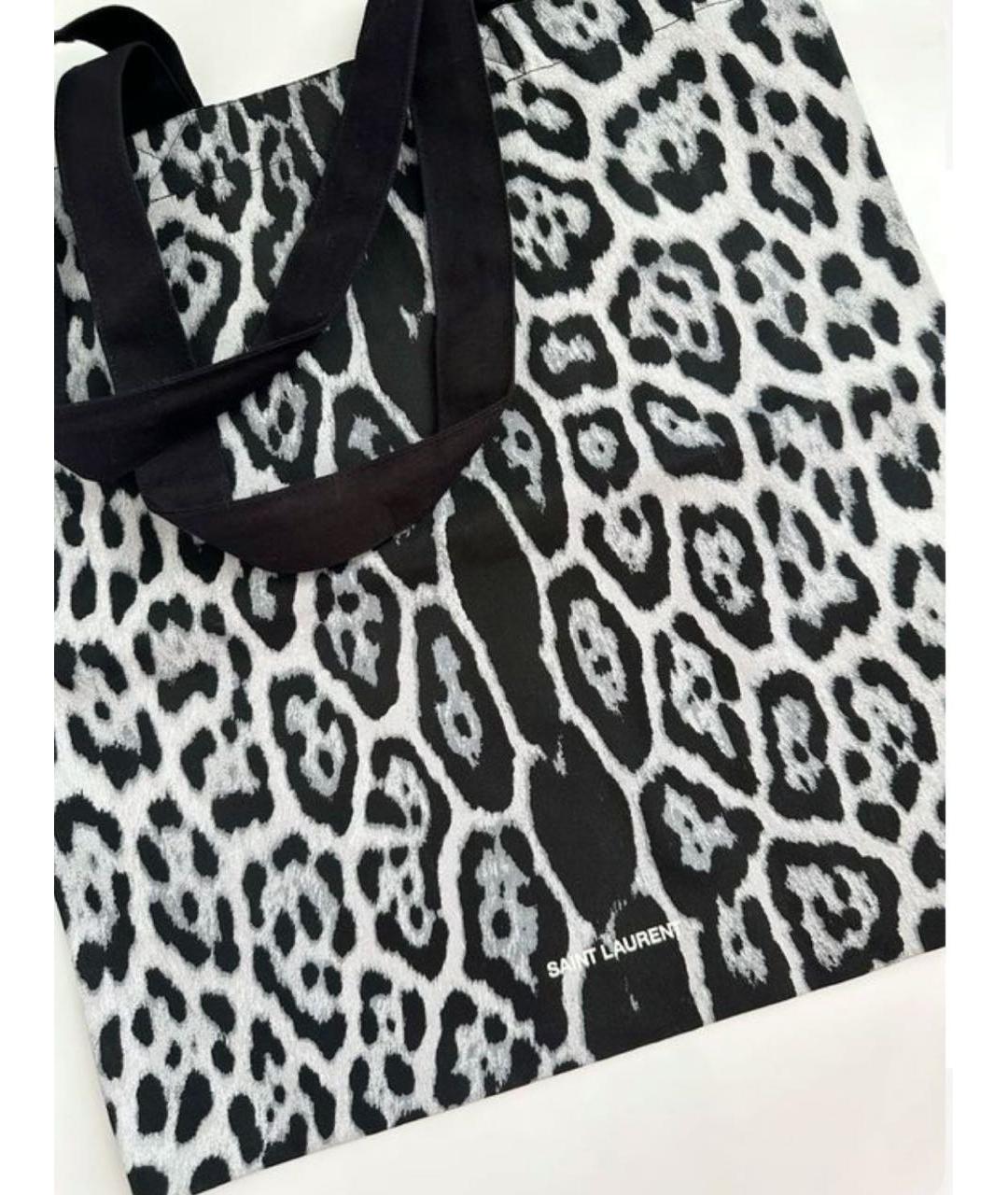 SAINT LAURENT Серая хлопковая сумка с короткими ручками, фото 3