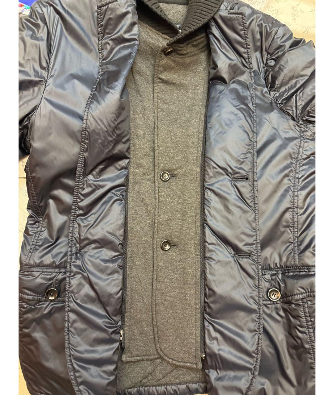 ARMANI COLLEZIONI Темно-синий полиамидовый пуховик, фото 4