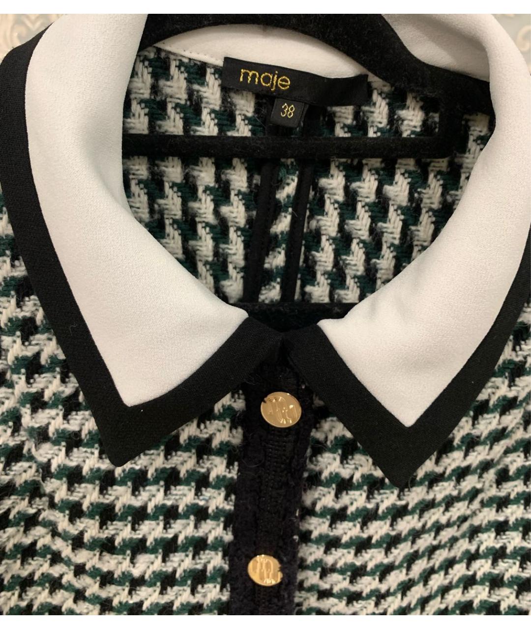 MAJE Зеленые твидовое повседневное платье, фото 3