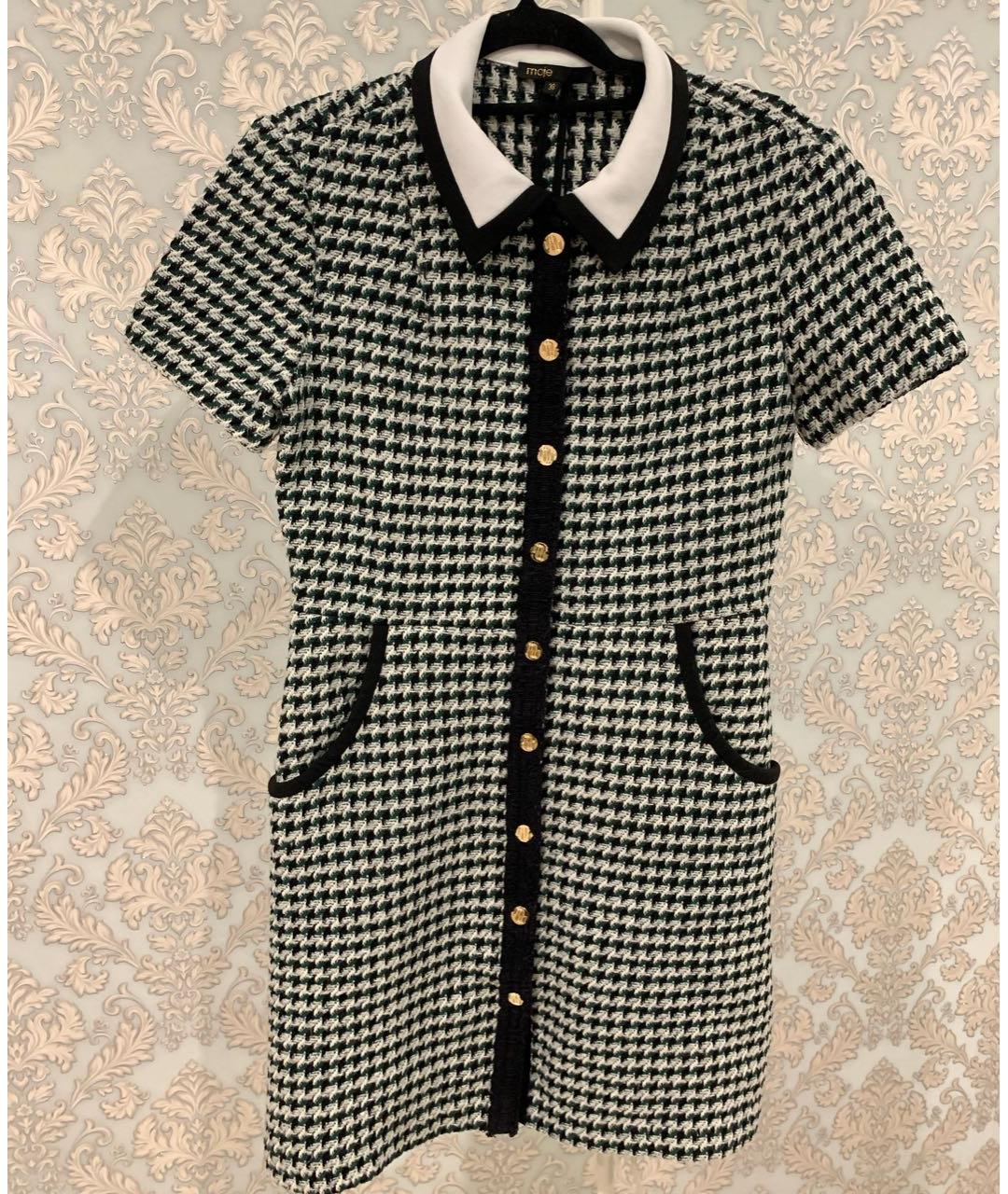 MAJE Зеленые твидовое повседневное платье, фото 2