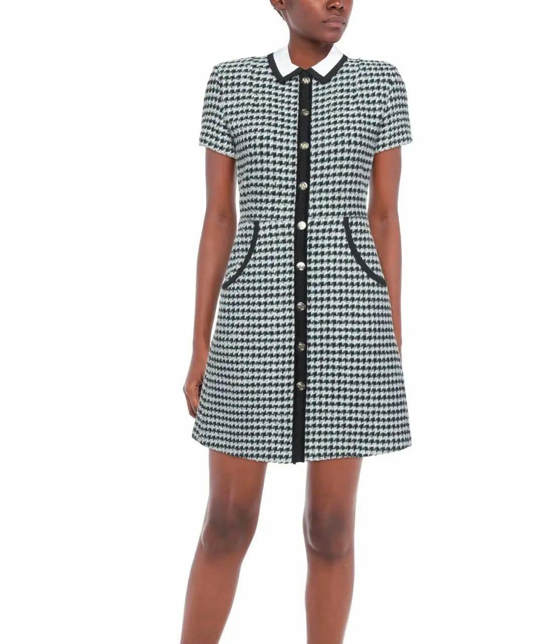 MAJE Зеленые твидовое повседневное платье, фото 6