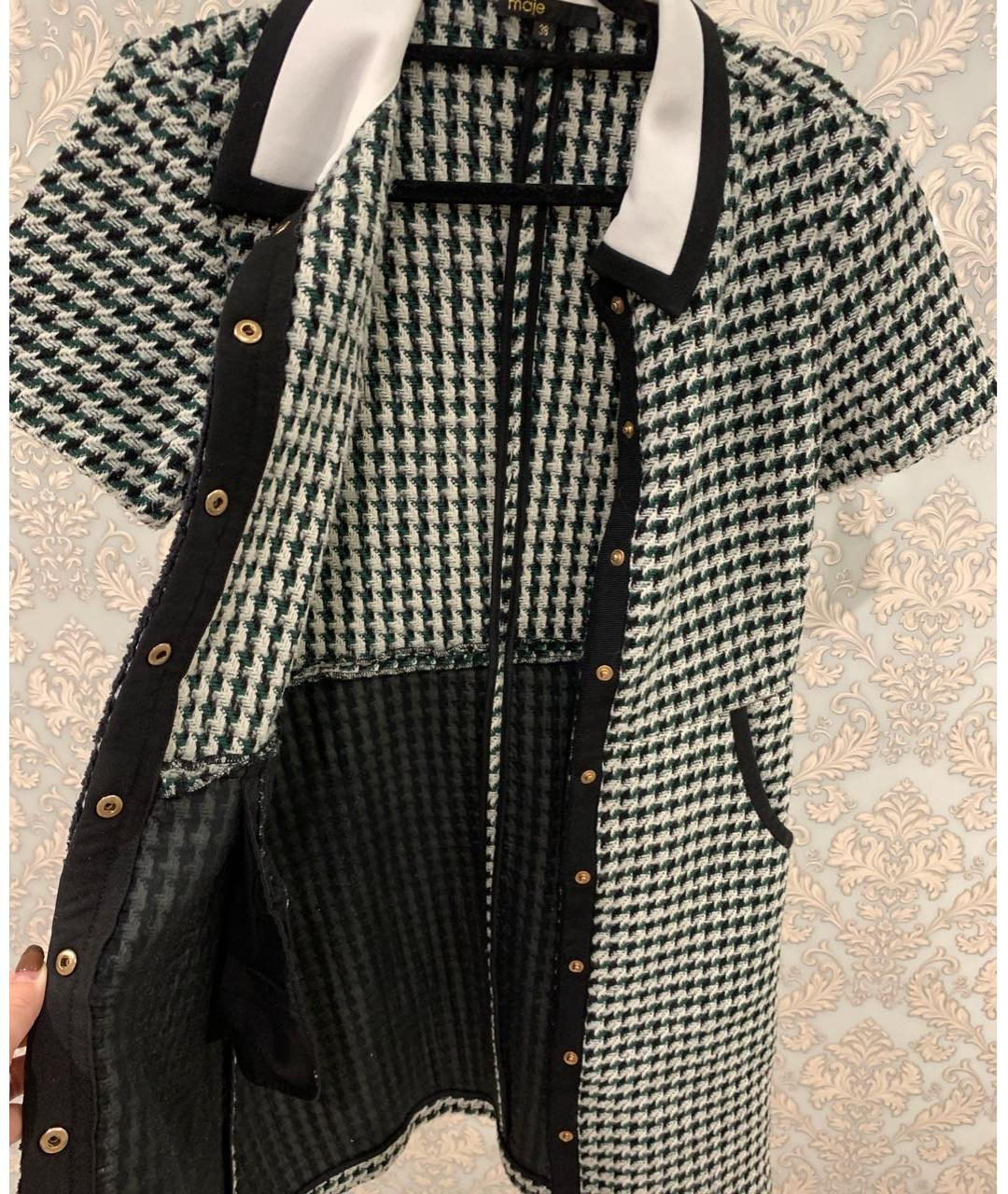 MAJE Зеленые твидовое повседневное платье, фото 8