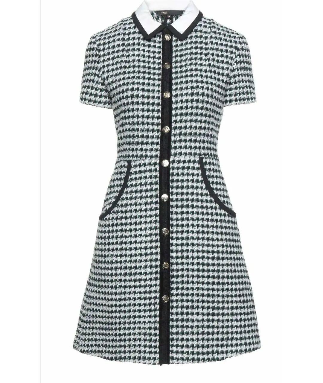 MAJE Зеленые твидовое повседневное платье, фото 9