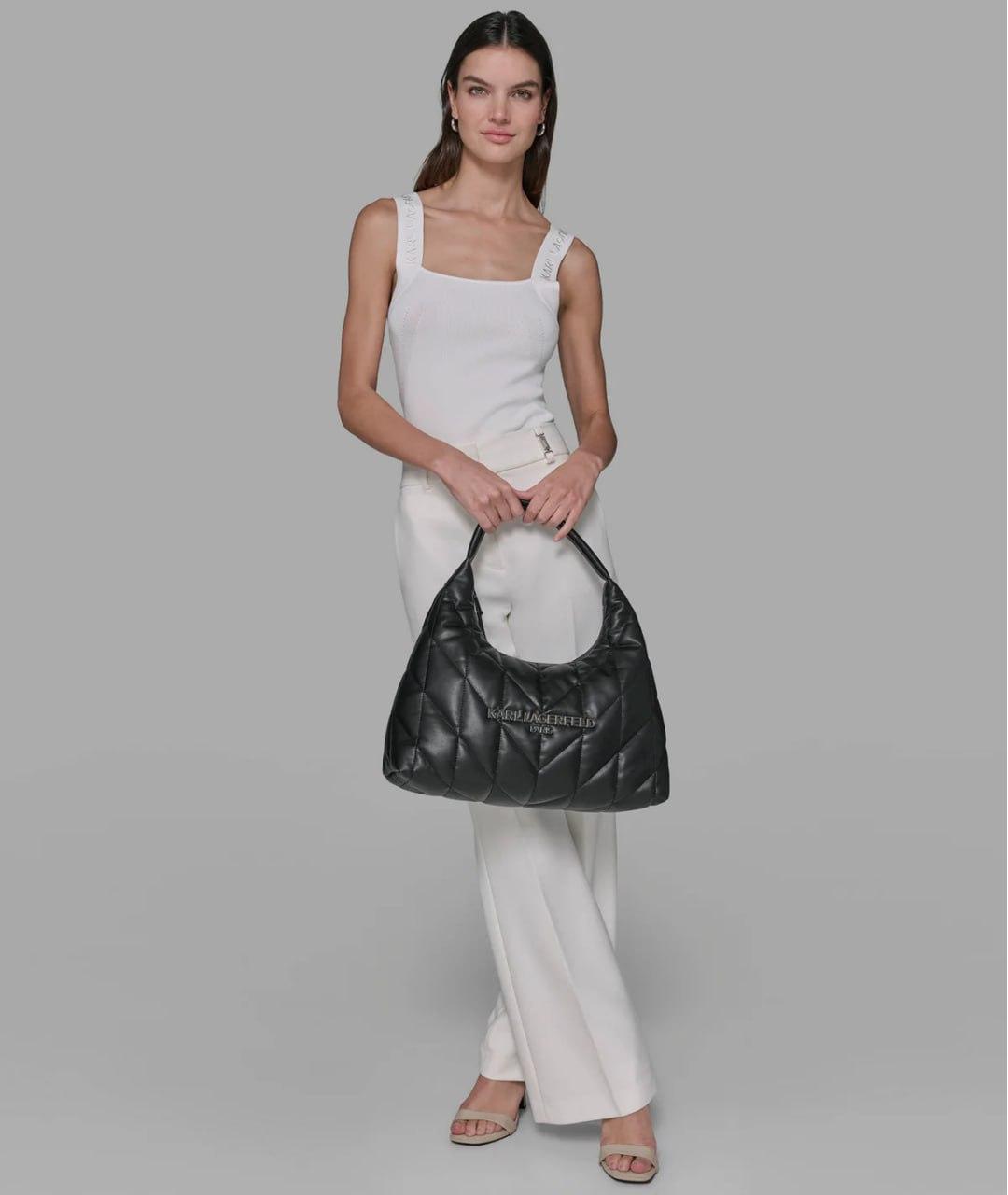 KARL LAGERFELD Черная сумка с короткими ручками из искусственной кожи, фото 2