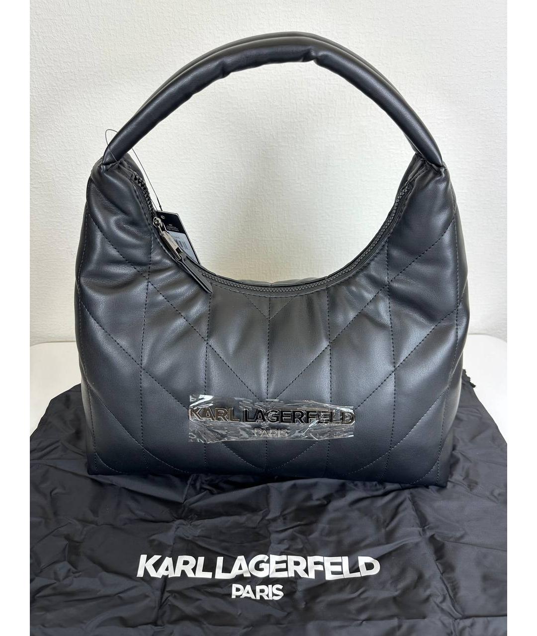 KARL LAGERFELD Черная сумка с короткими ручками из искусственной кожи, фото 10