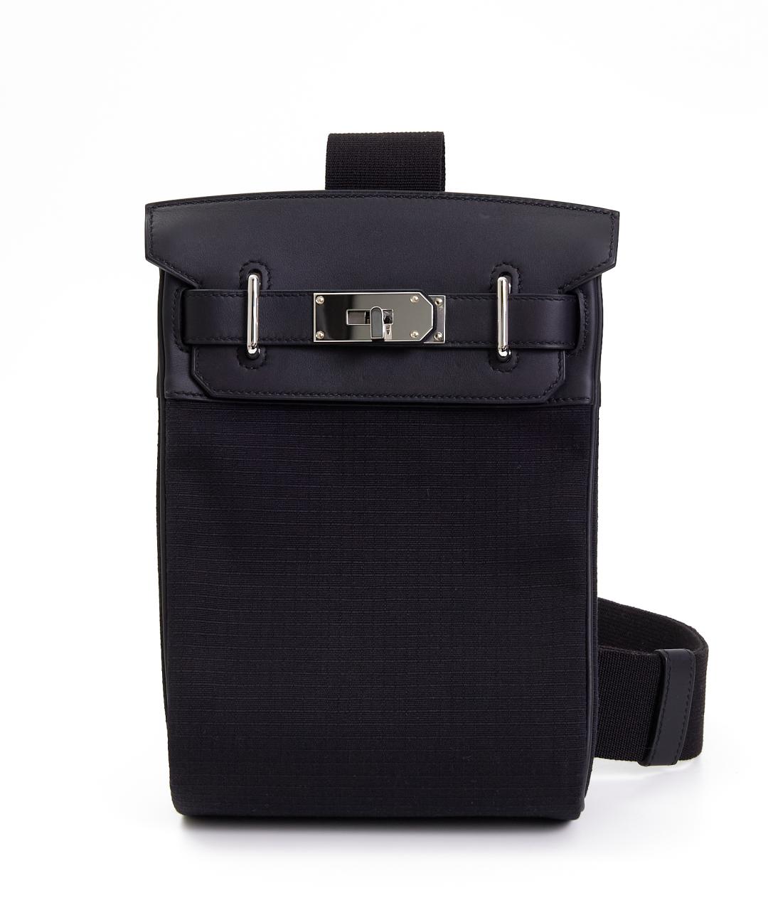 HERMES Черная тканевая сумка на плечо, фото 1