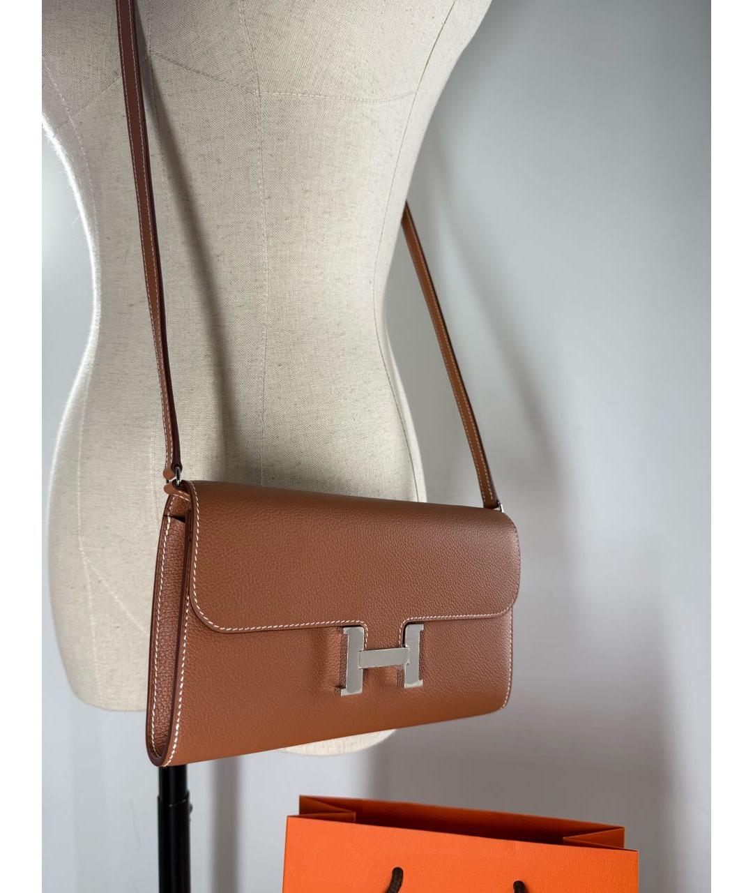 HERMES Коричневая кожаная сумка через плечо, фото 9
