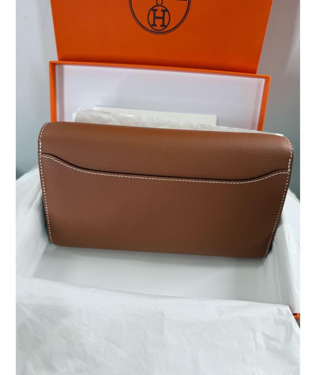 HERMES Коричневая кожаная сумка через плечо, фото 3