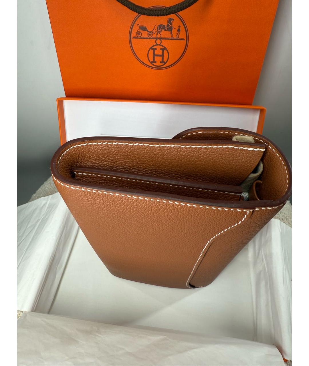 HERMES Коричневая кожаная сумка через плечо, фото 4