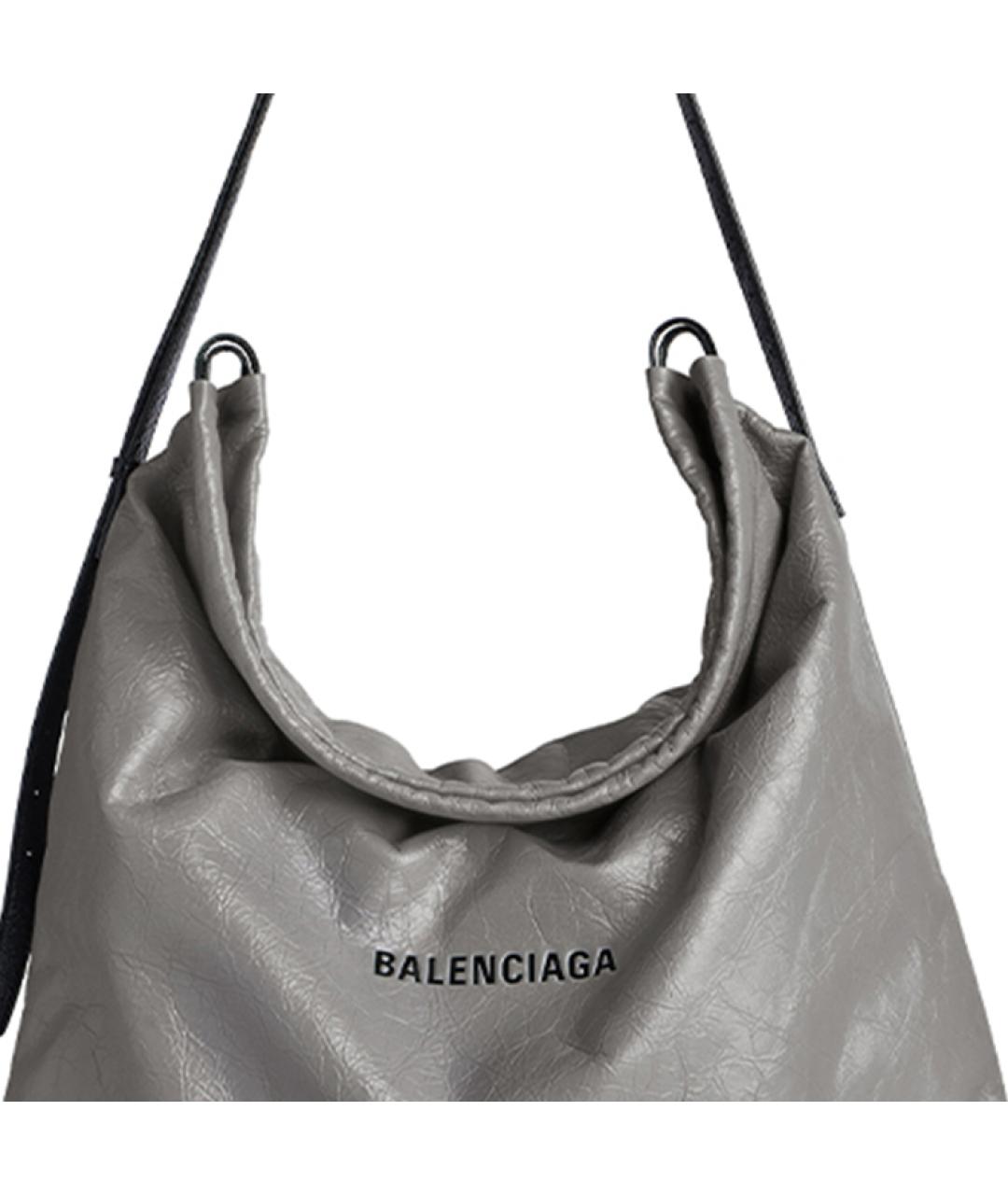 BALENCIAGA Серая кожаная сумка на плечо, фото 5