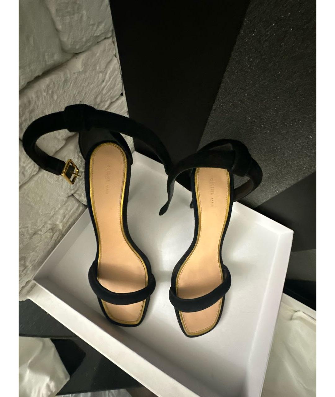 CELINE Черные замшевые босоножки, фото 2