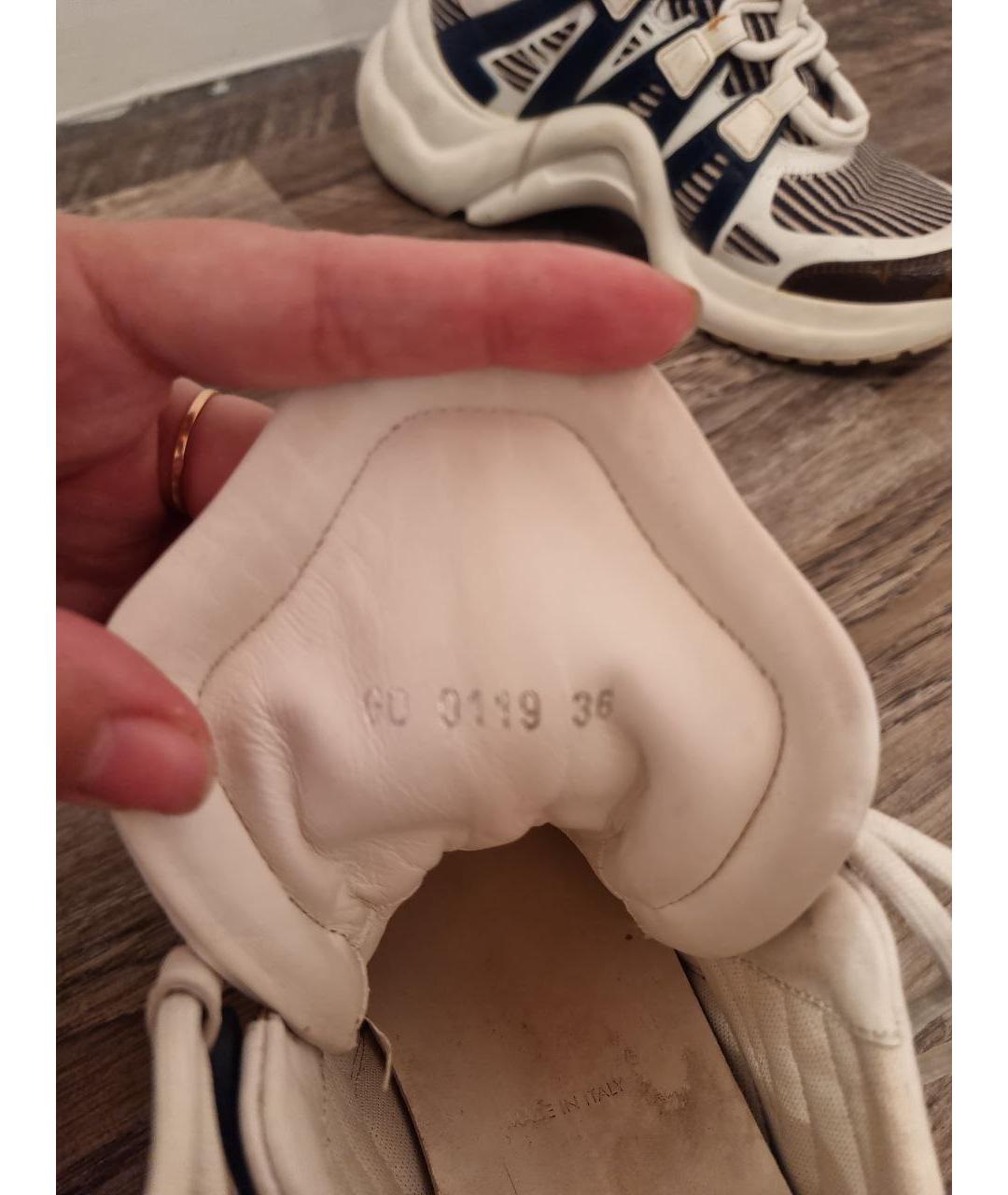 LOUIS VUITTON Белые кожаные кроссовки, фото 7