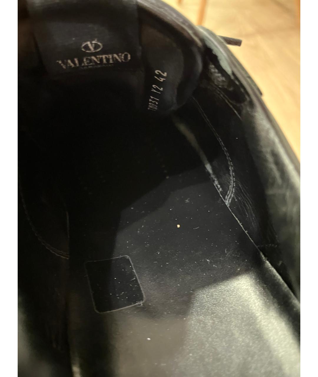 VALENTINO Черные кожаные низкие кроссовки / кеды, фото 9