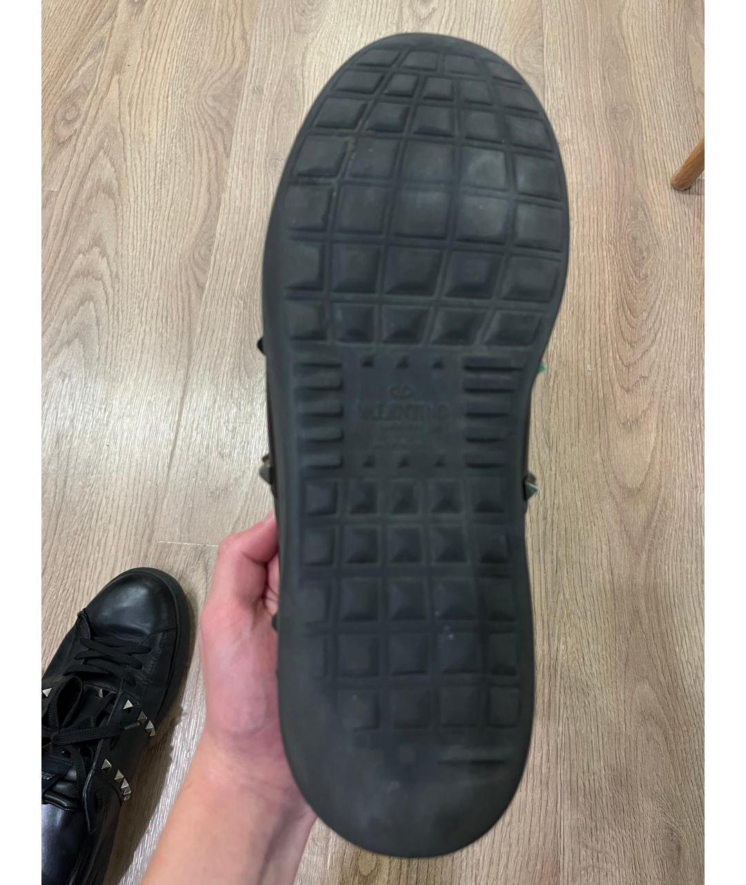 VALENTINO Черные кожаные низкие кроссовки / кеды, фото 5
