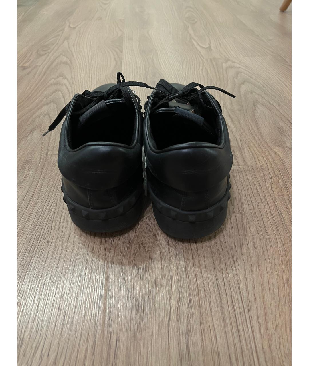 VALENTINO Черные кожаные низкие кроссовки / кеды, фото 4