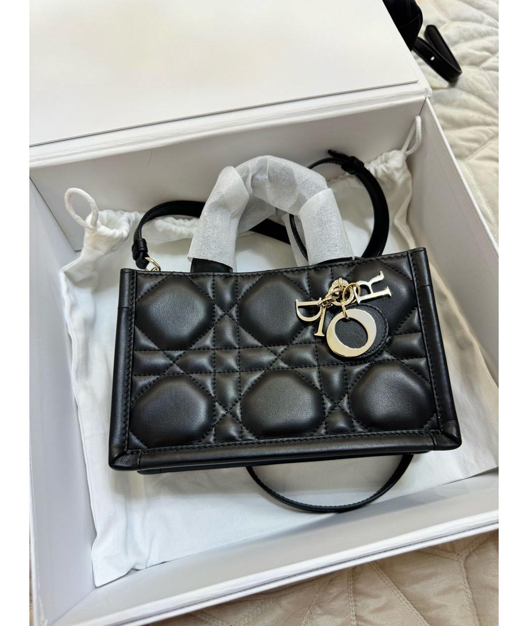 CHRISTIAN DIOR Черная кожаная сумка с короткими ручками, фото 5