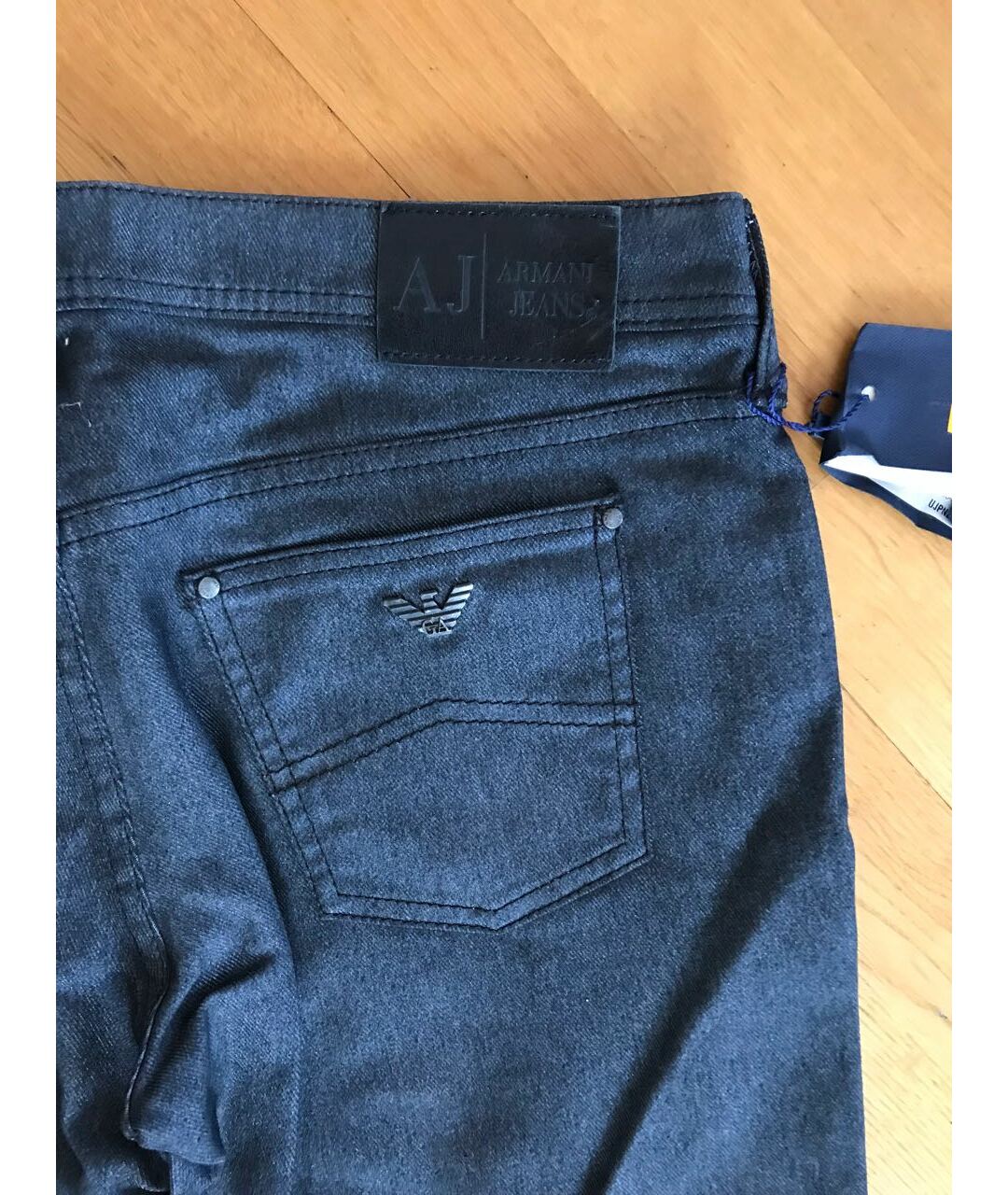 ARMANI JEANS Антрацитовые хлопко-эластановые прямые джинсы, фото 6