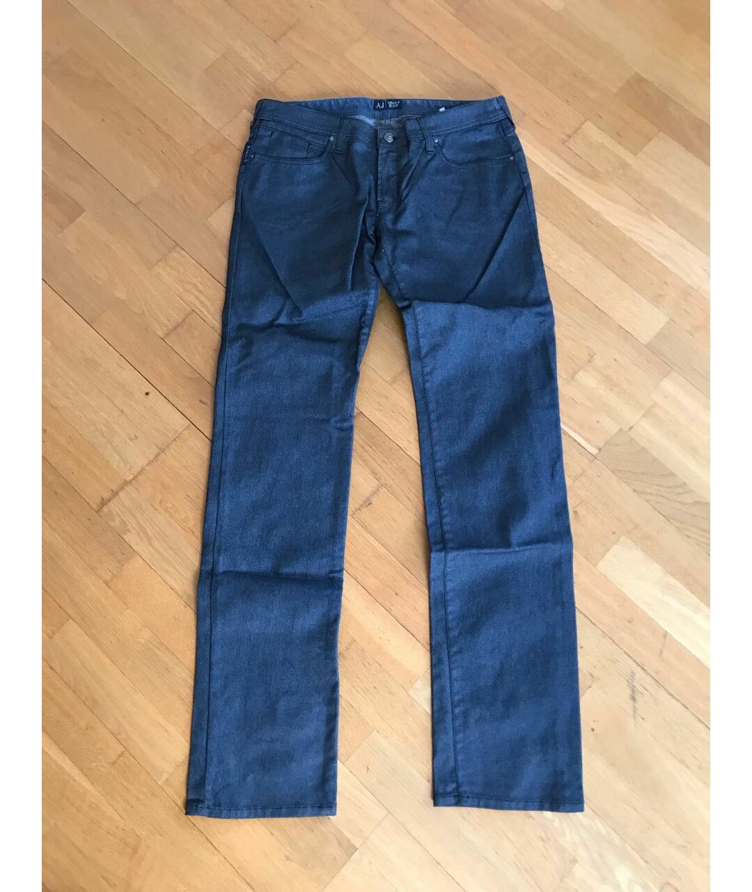 ARMANI JEANS Антрацитовые хлопко-эластановые прямые джинсы, фото 7