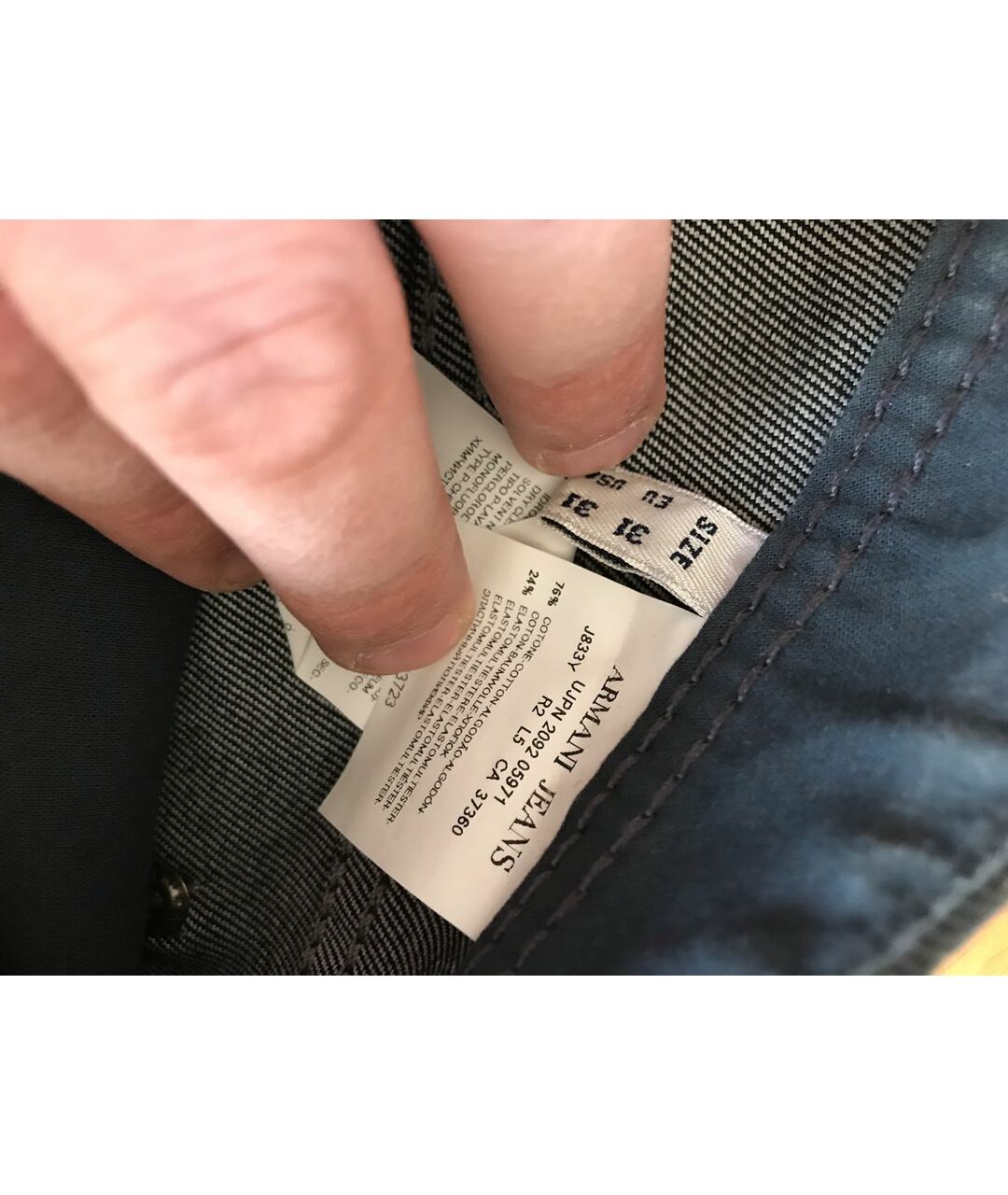ARMANI JEANS Антрацитовые хлопко-эластановые прямые джинсы, фото 4