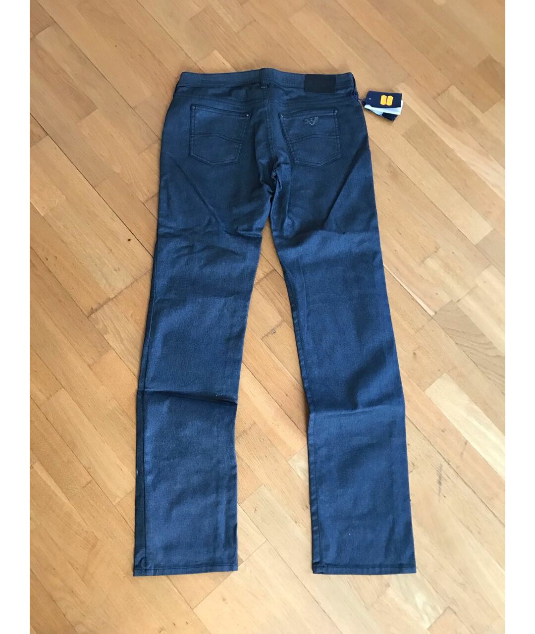 ARMANI JEANS Антрацитовые хлопко-эластановые прямые джинсы, фото 5