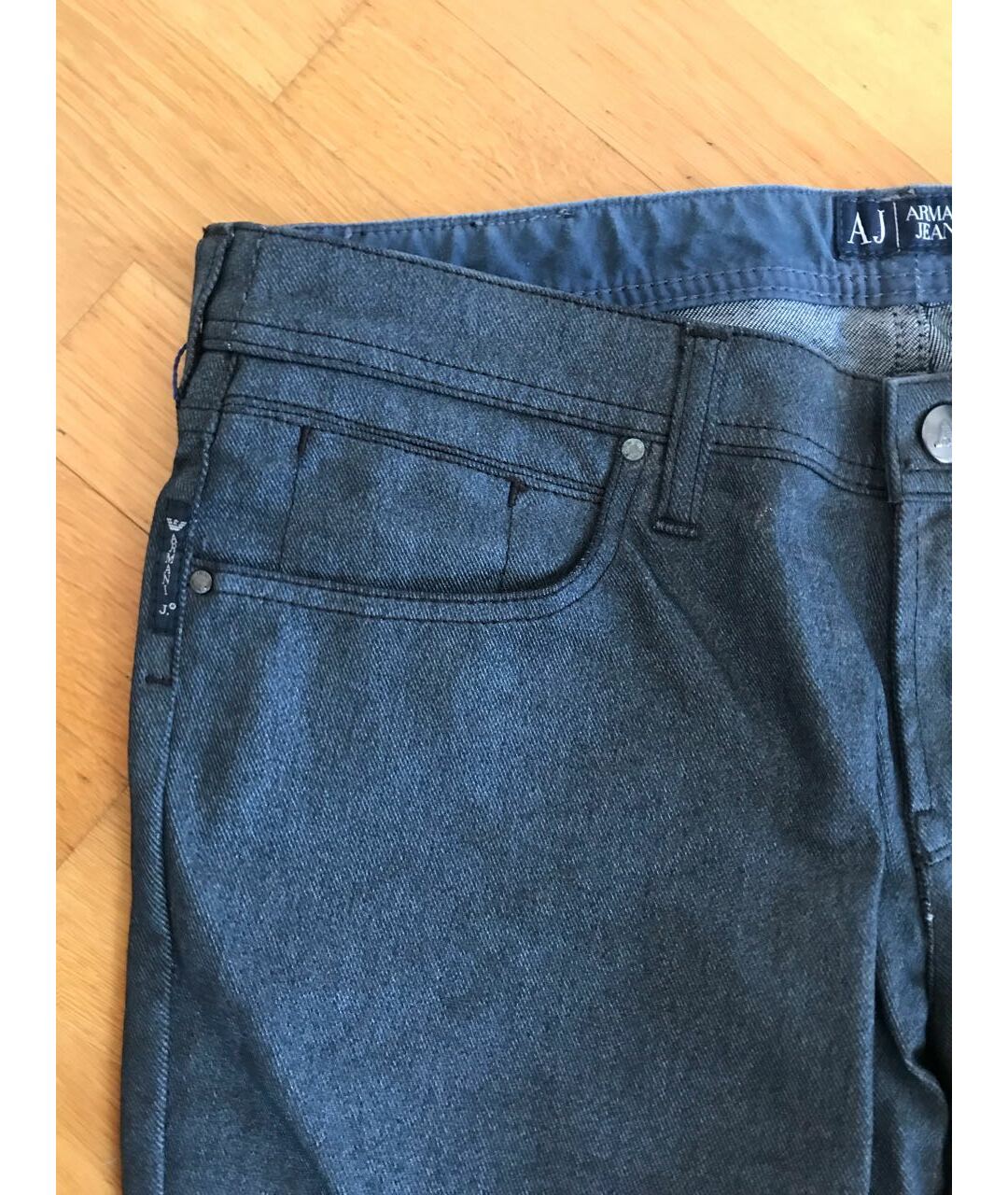 ARMANI JEANS Антрацитовые хлопко-эластановые прямые джинсы, фото 2