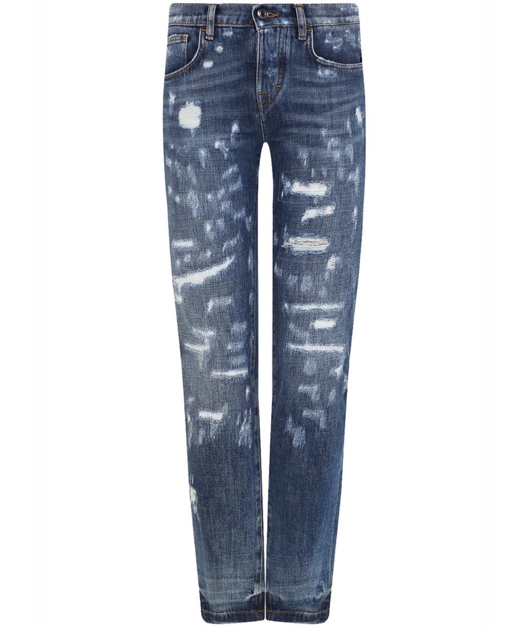 DOLCE&GABBANA Синие хлопковые джинсы слим, фото 1