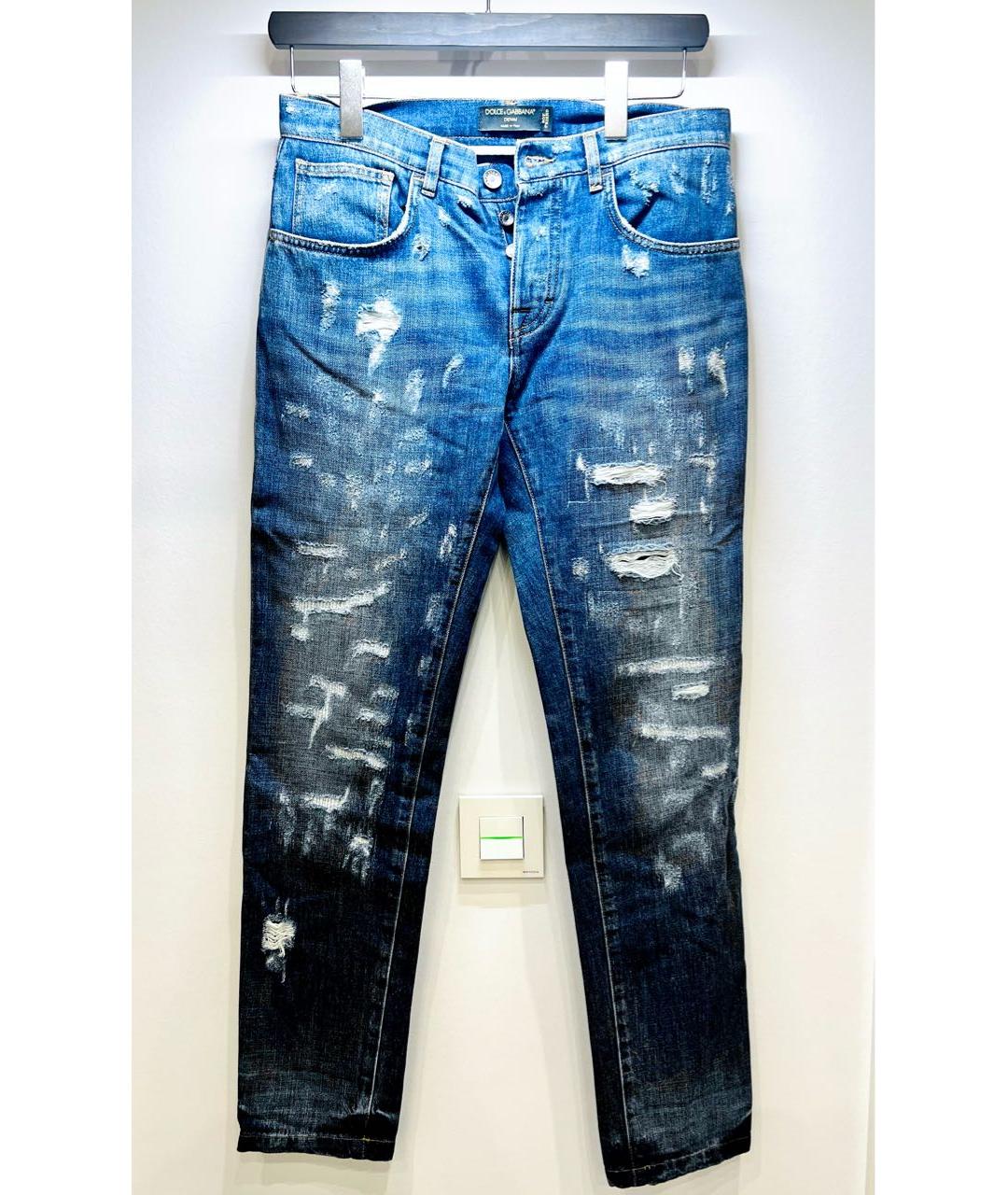DOLCE&GABBANA Синие хлопковые джинсы слим, фото 8