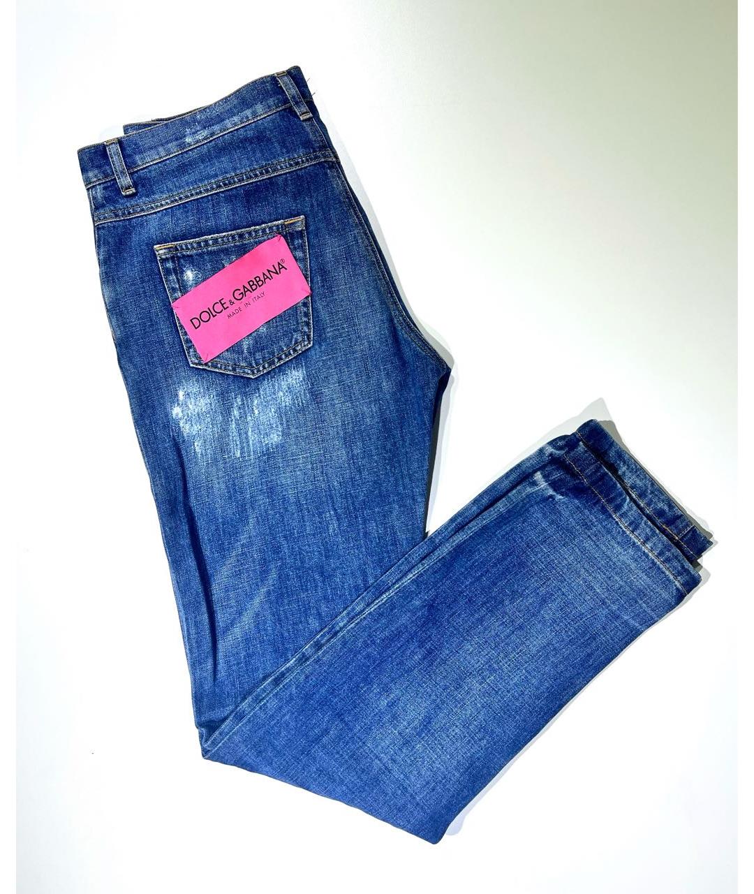 DOLCE&GABBANA Синие хлопковые джинсы слим, фото 7