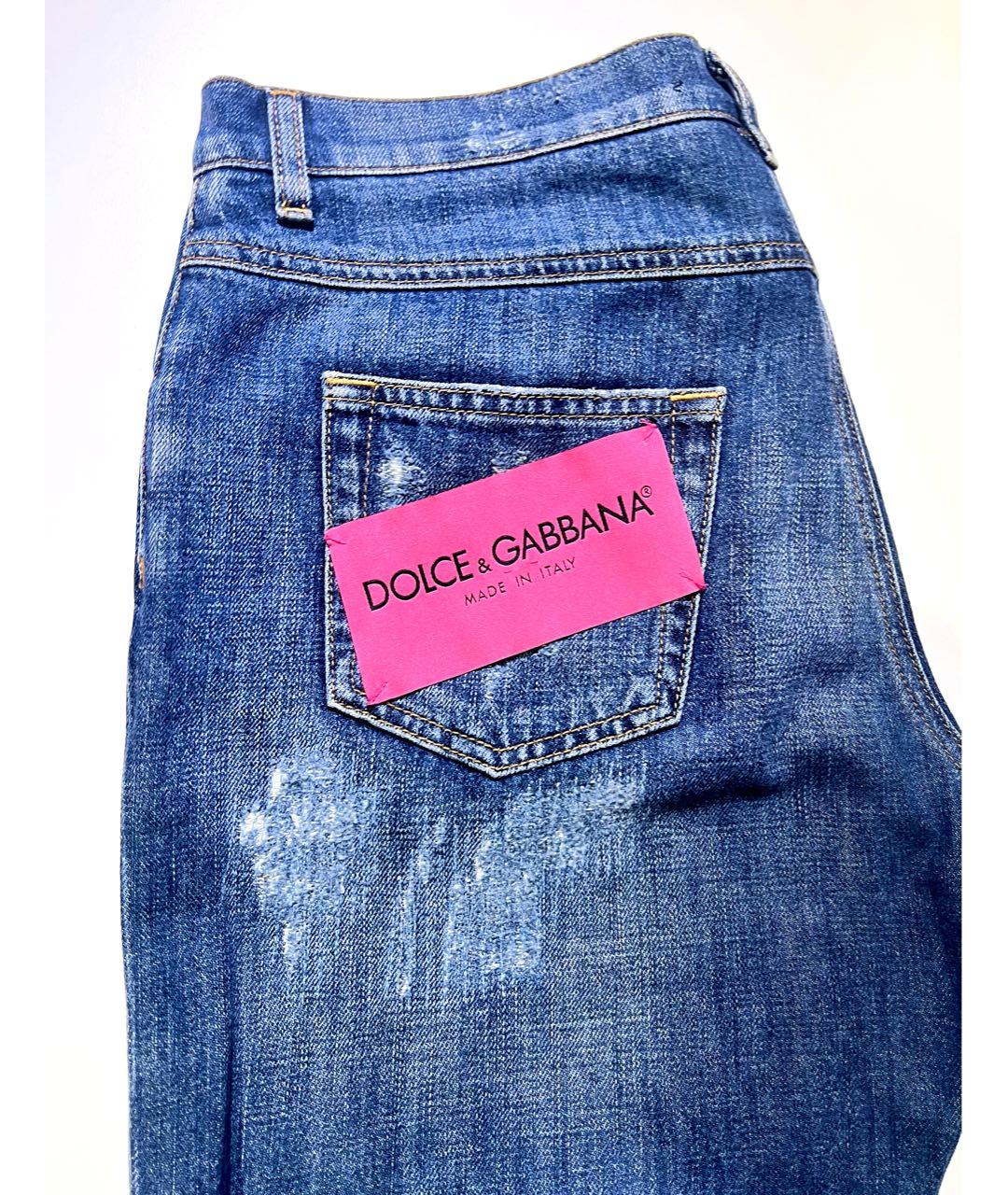 DOLCE&GABBANA Синие хлопковые джинсы слим, фото 6