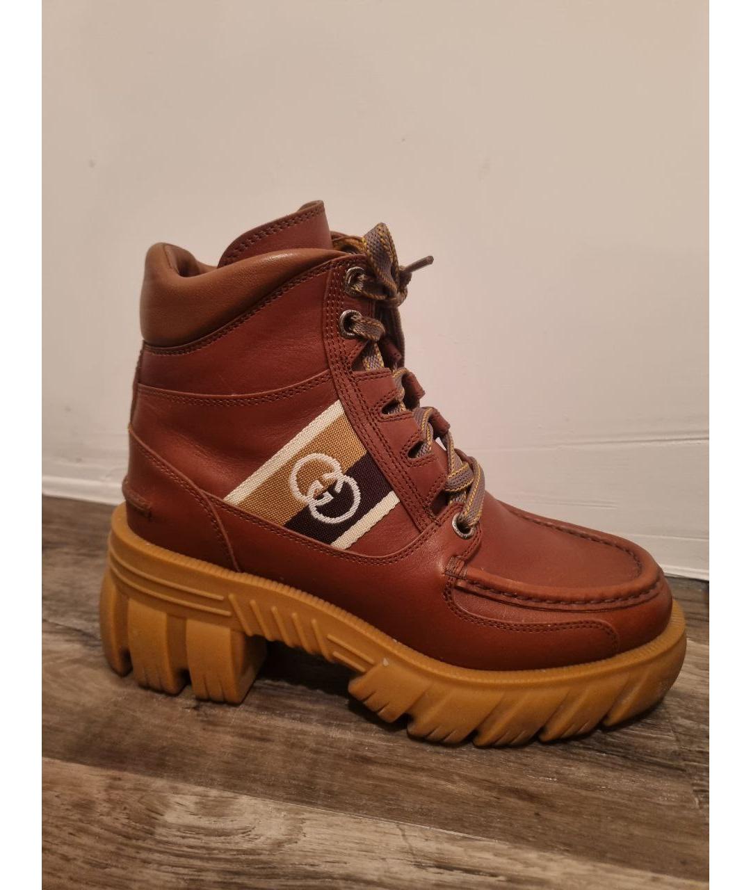 GUCCI Коричневые кожаные ботинки, фото 9