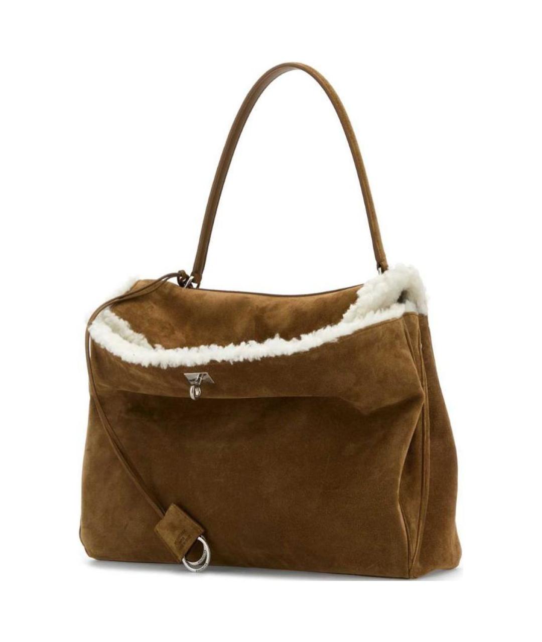 BALENCIAGA Коричневая замшевая сумка через плечо, фото 2