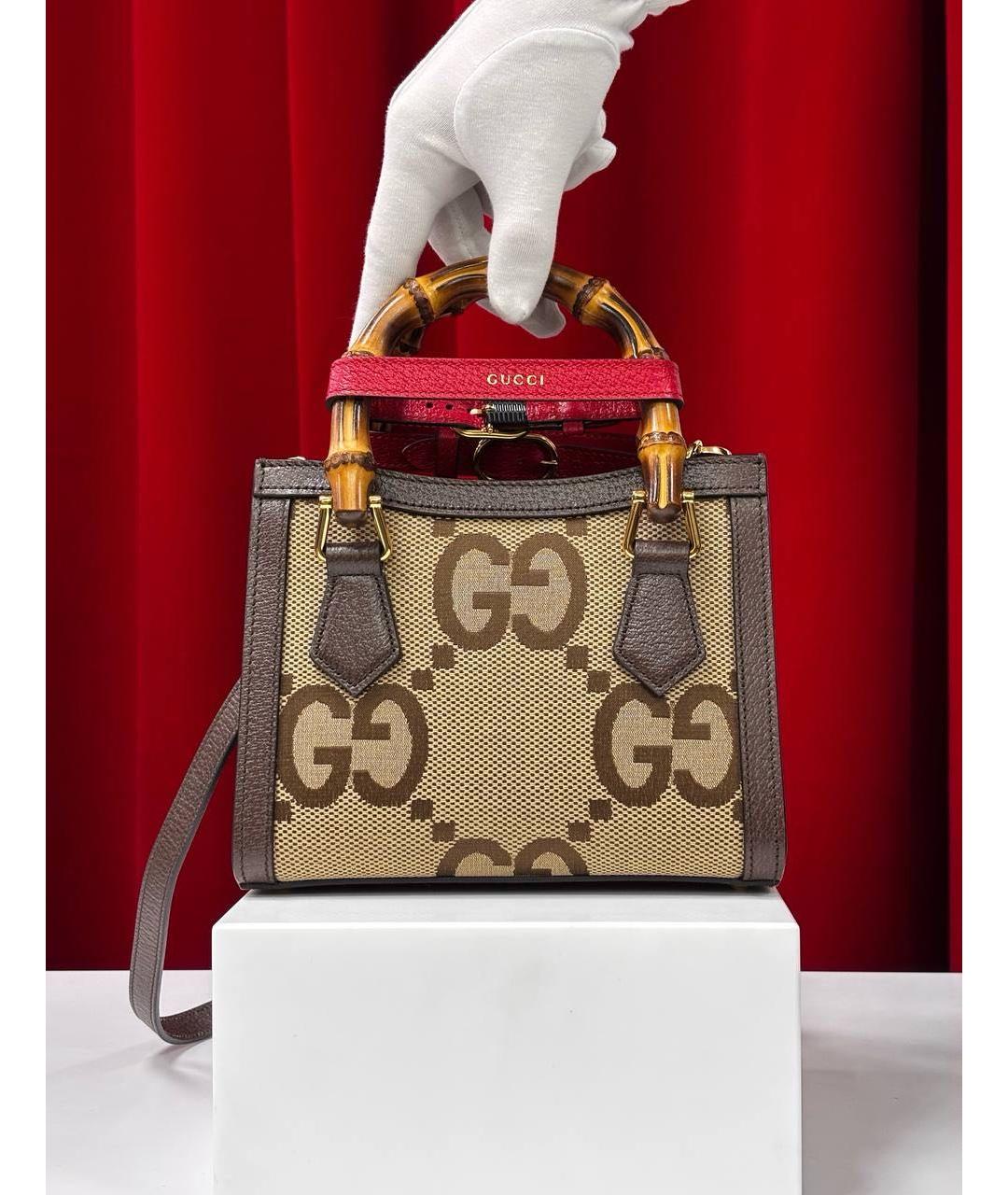 GUCCI Коричневая кожаная сумка с короткими ручками, фото 5