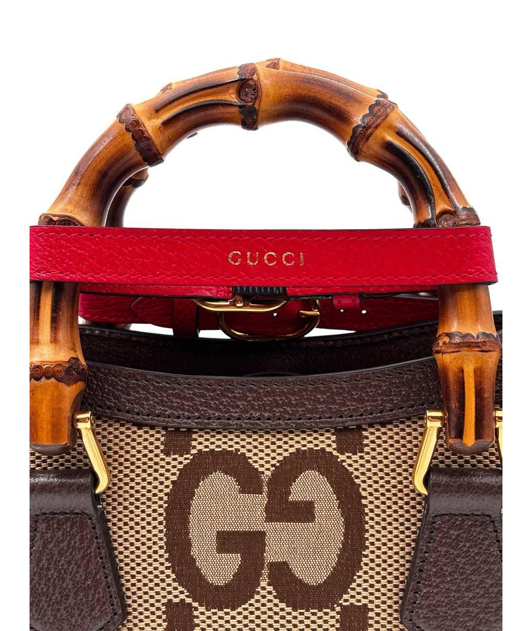 GUCCI Коричневая кожаная сумка с короткими ручками, фото 3