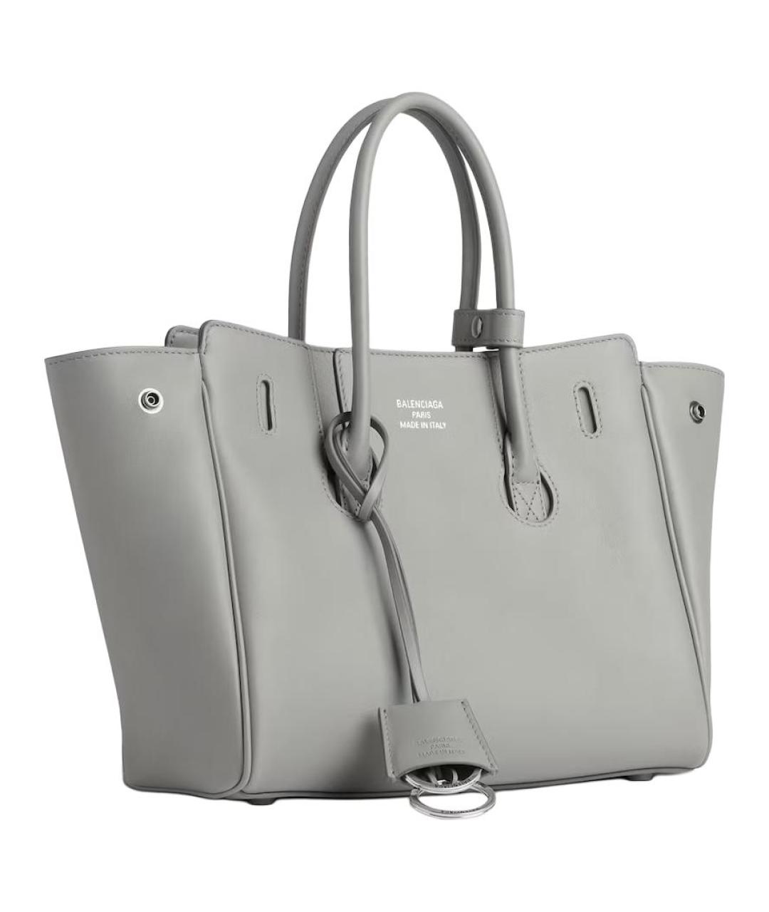 BALENCIAGA Серая кожаная сумка через плечо, фото 3