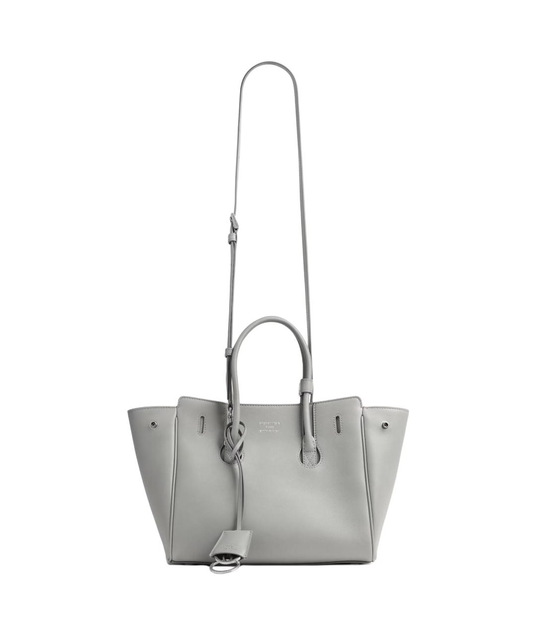 BALENCIAGA Серая кожаная сумка через плечо, фото 2