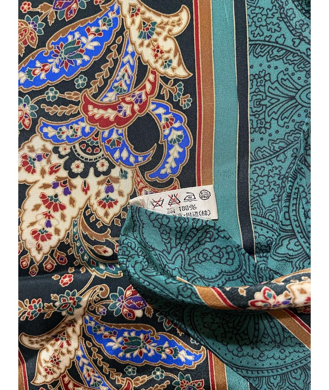 SAINT LAURENT Зеленый шелковый платок, фото 4