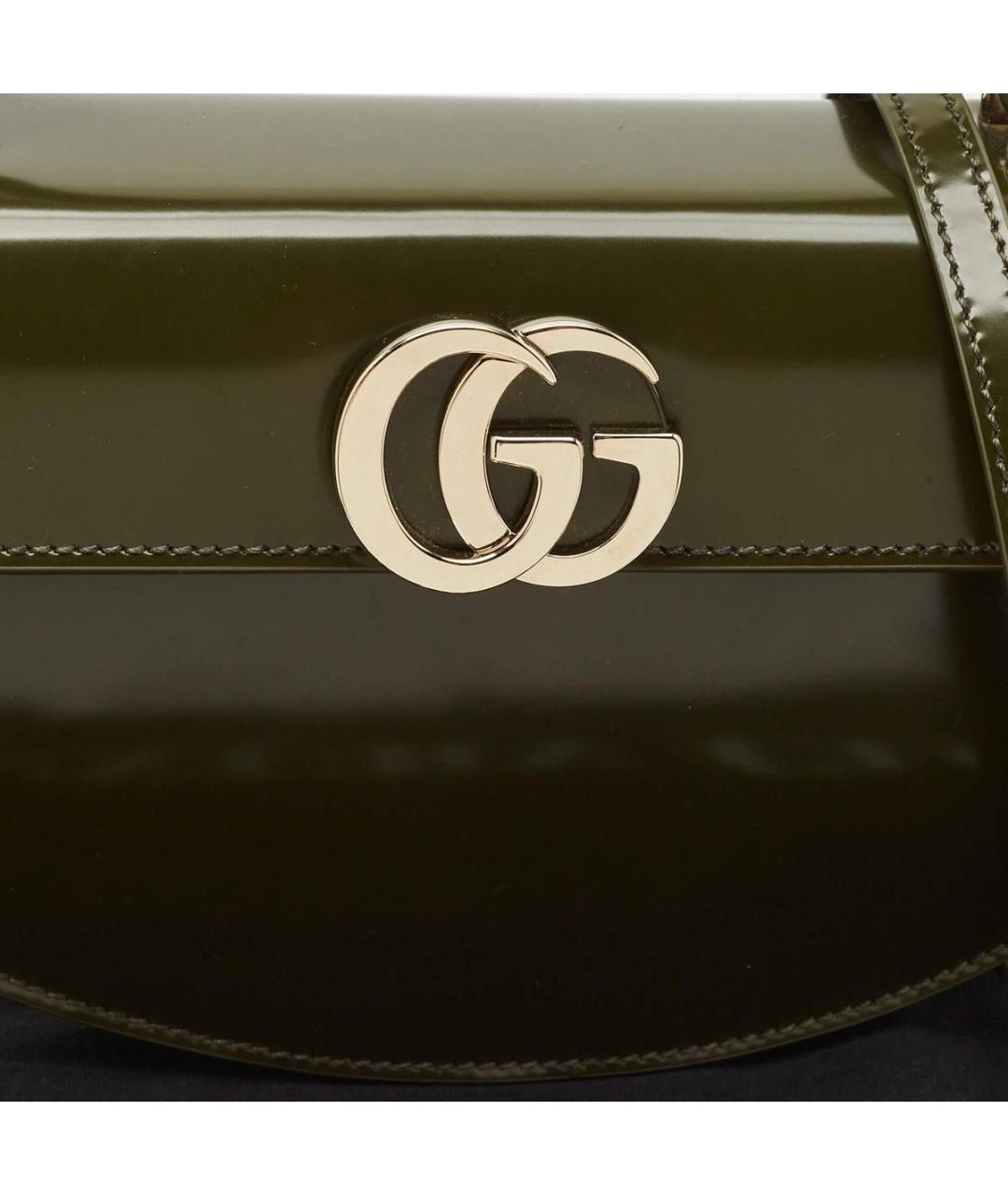 GUCCI Зеленая сумка с короткими ручками из лакированной кожи, фото 3