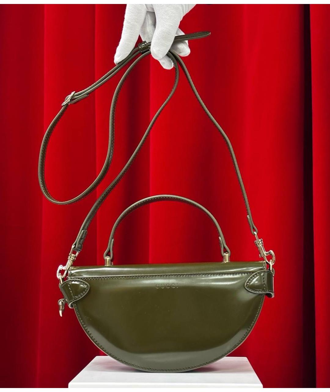 GUCCI Зеленая сумка с короткими ручками из лакированной кожи, фото 5