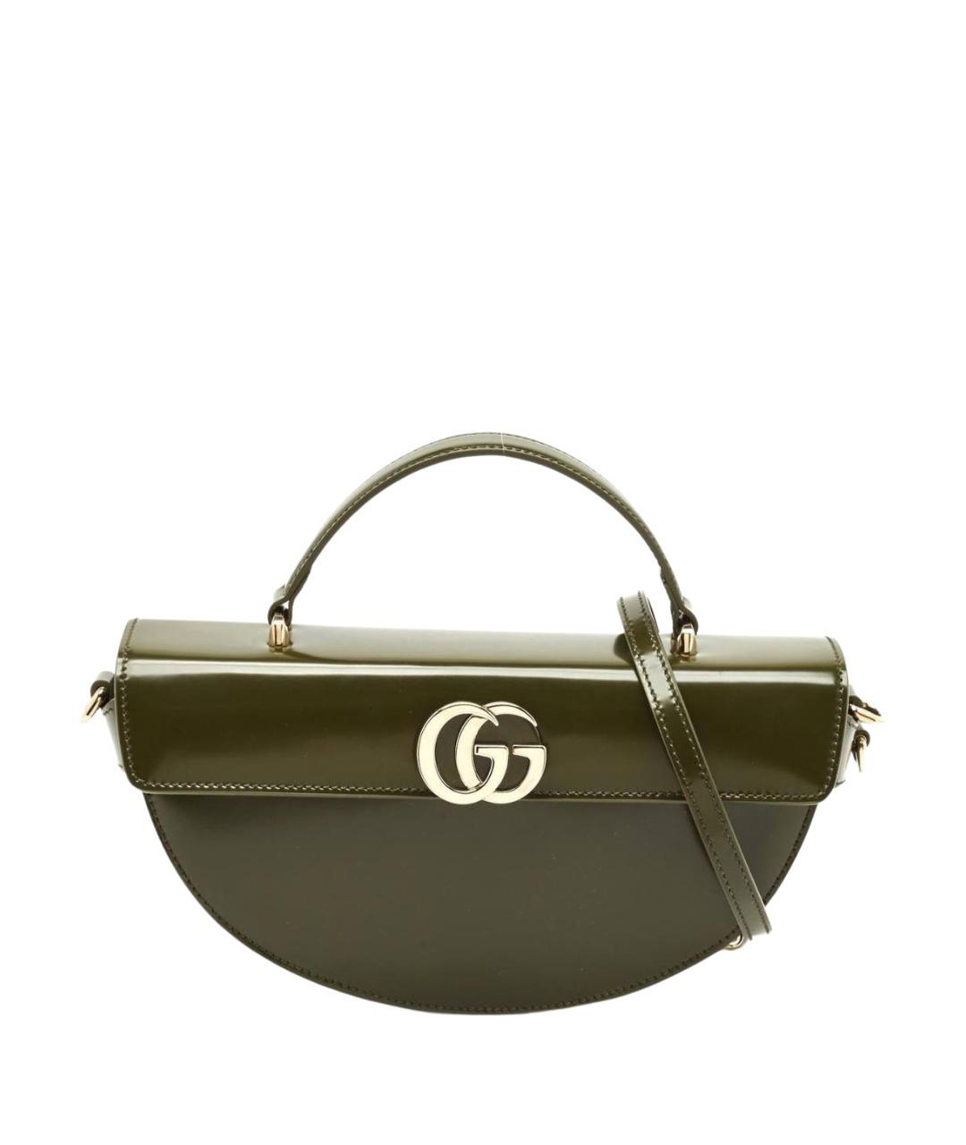 GUCCI Зеленая сумка с короткими ручками из лакированной кожи, фото 1