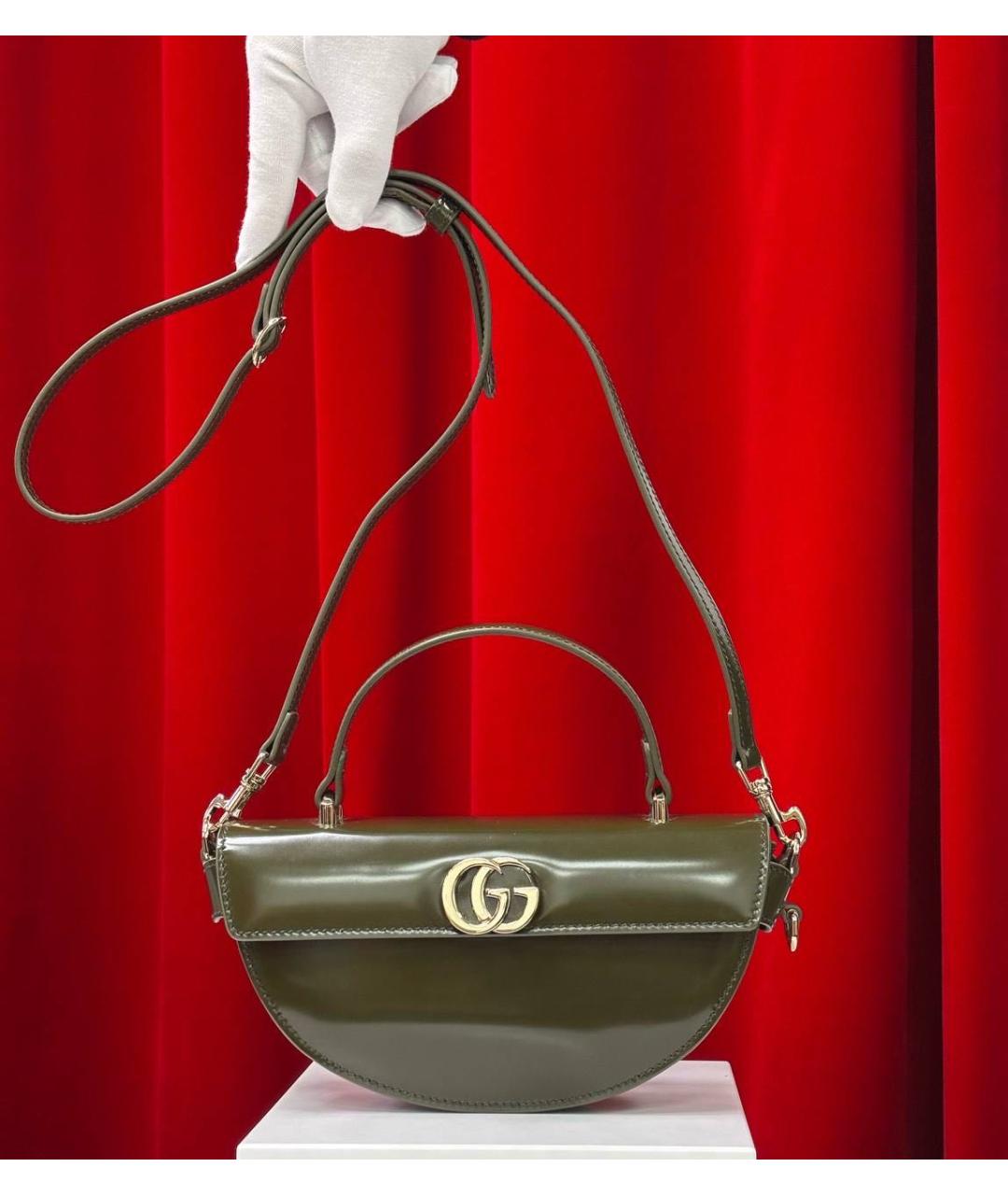 GUCCI Зеленая сумка с короткими ручками из лакированной кожи, фото 4